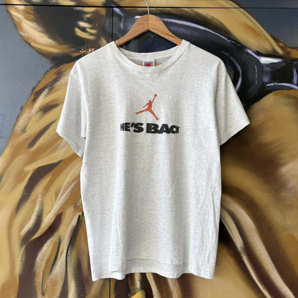 Vintage Nike Jordan T Shirt Tee Mens Small Grey Single Stitch Jumpman Graphic Print Logo NBA 90s Y2K