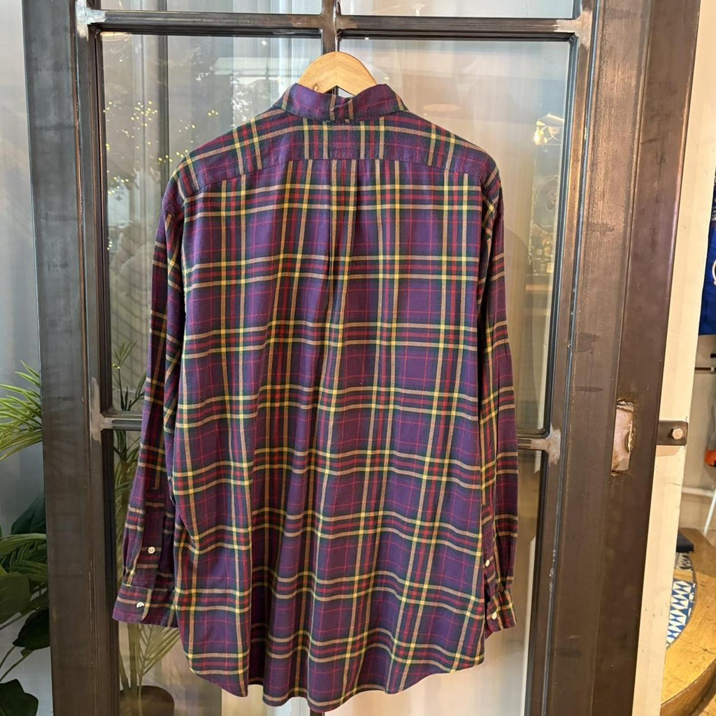 0425E05F - Vintage Ralph Lauren Purple Check Longsleeve collared button up polo shirt top #Y2K #preppy #chiefkeef #smartcasual #oldmoney
