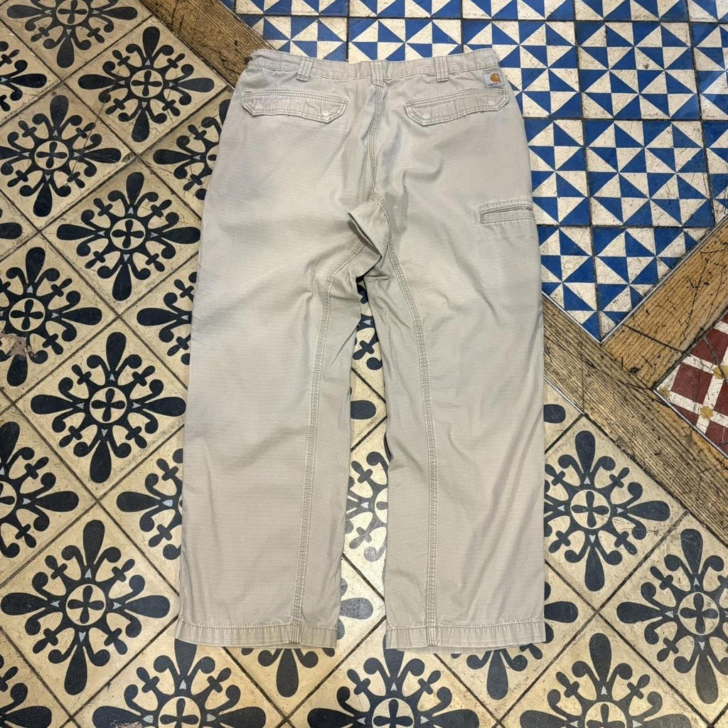 BR2401AM-F - Vintage retro essential  Beige Carhartt Ripstop Cargo Trousers pants casual workwear #skater #utility #ripstop #cargos #carhartt