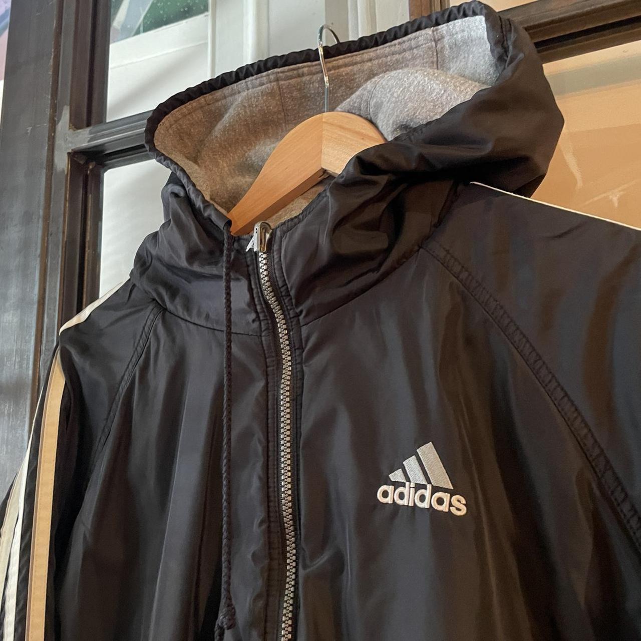 JCF000-U - Vintage essential adidas grey reversible full zip jacket coat sweatshirt lining and windbreaker reverse #adidas #3stripes #reversible #jacket #fullzip