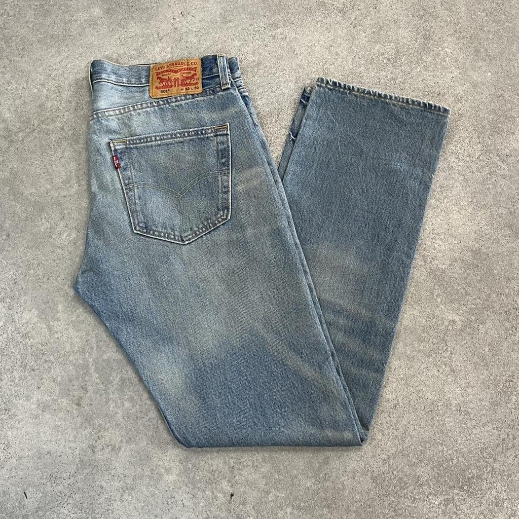 Levi’s 501 Distressed Light Wash Denim Jeans