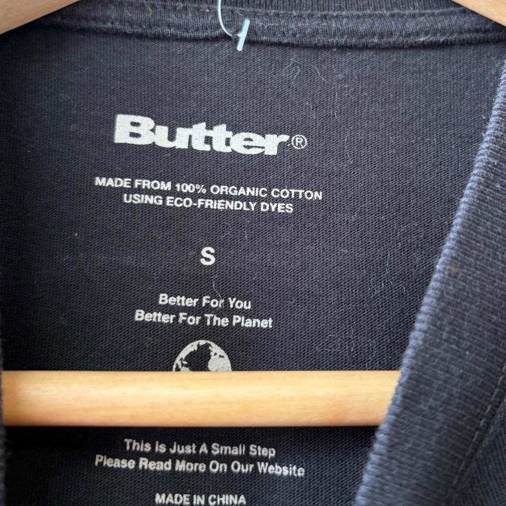 Butter Goods T shirt Mens Small Black Pocket Equipment Embroidered Skate Organic Cotton Tee Top