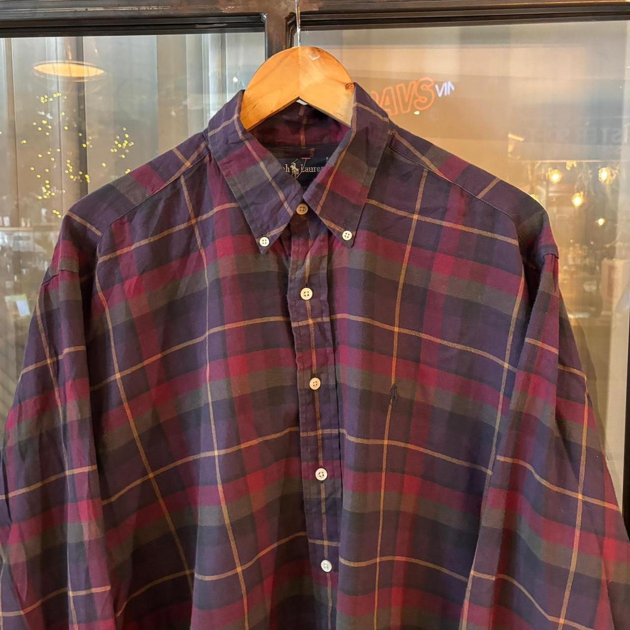 RLS236F - Vintage Ralph Lauren Plum Check Longsleeve collared button up polo shirt top #Y2K #preppy #chiefkeef #smartcasual #oldmoney