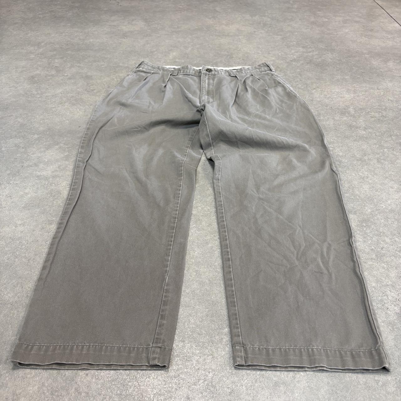 Vintage Polo Ralph Lauren Trousers Mens 35x30 Grey Double Pleated Chinos Preppy Old Money Ivy League Y2K 90s