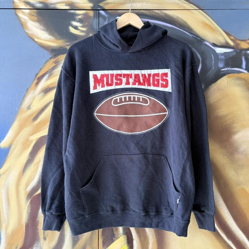 Vintage Russell Athletic Hoodie Mens Large Mustangs Football Graphic Made In USA Streetwear 90s Y2K