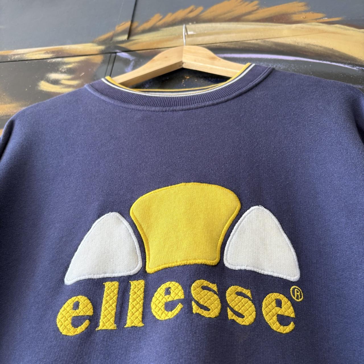 Vintage Ellesse Sweatshirt Mens XXL Navy Big Centre Logo Embroidered Pullover Jumper Top 90s Y2K 00s