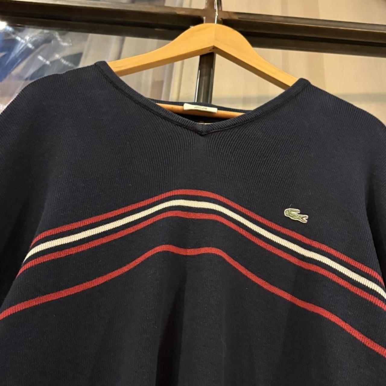 MA0109EX-P - Vintage Retro Essential Navy Lacoste patterned argyle golf grandpa cosby v-Neck sweatshirt crewneck knit Jumper #lacoste #knitjumper #90s #grandad #knitted