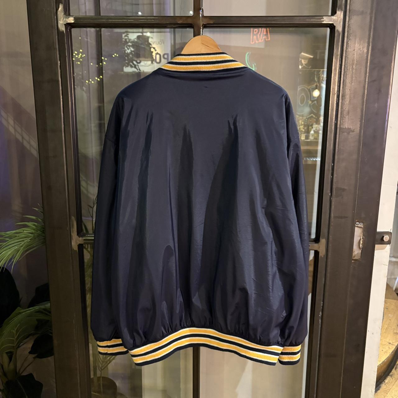CPO502 - Vintage Retro Essential Michigan Wolverines College University American Football Navy Button Up College Bomber Windbreaker Jacket #varsity #college #bomber #college #michigan