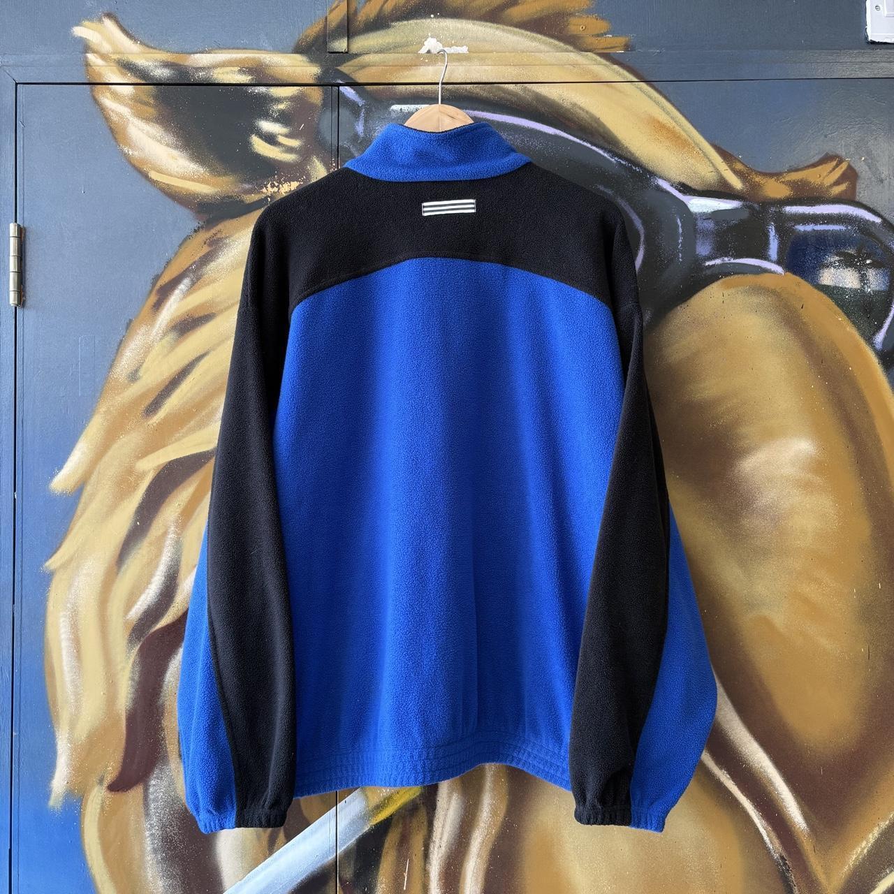 Vintage Adidas Originals Sweatshirt Mens Large Blue Black 1/4 Zip Fleece Pullover Jumper Top 90s Y2K 00s