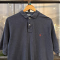 BR1912A-F - Vintage Retro Ralph Lauren Plain Navy Polo Shirt Short Sleeve collared button up top  #Y2K #preppy #chiefkeef #oldmoney #ralphlauren
