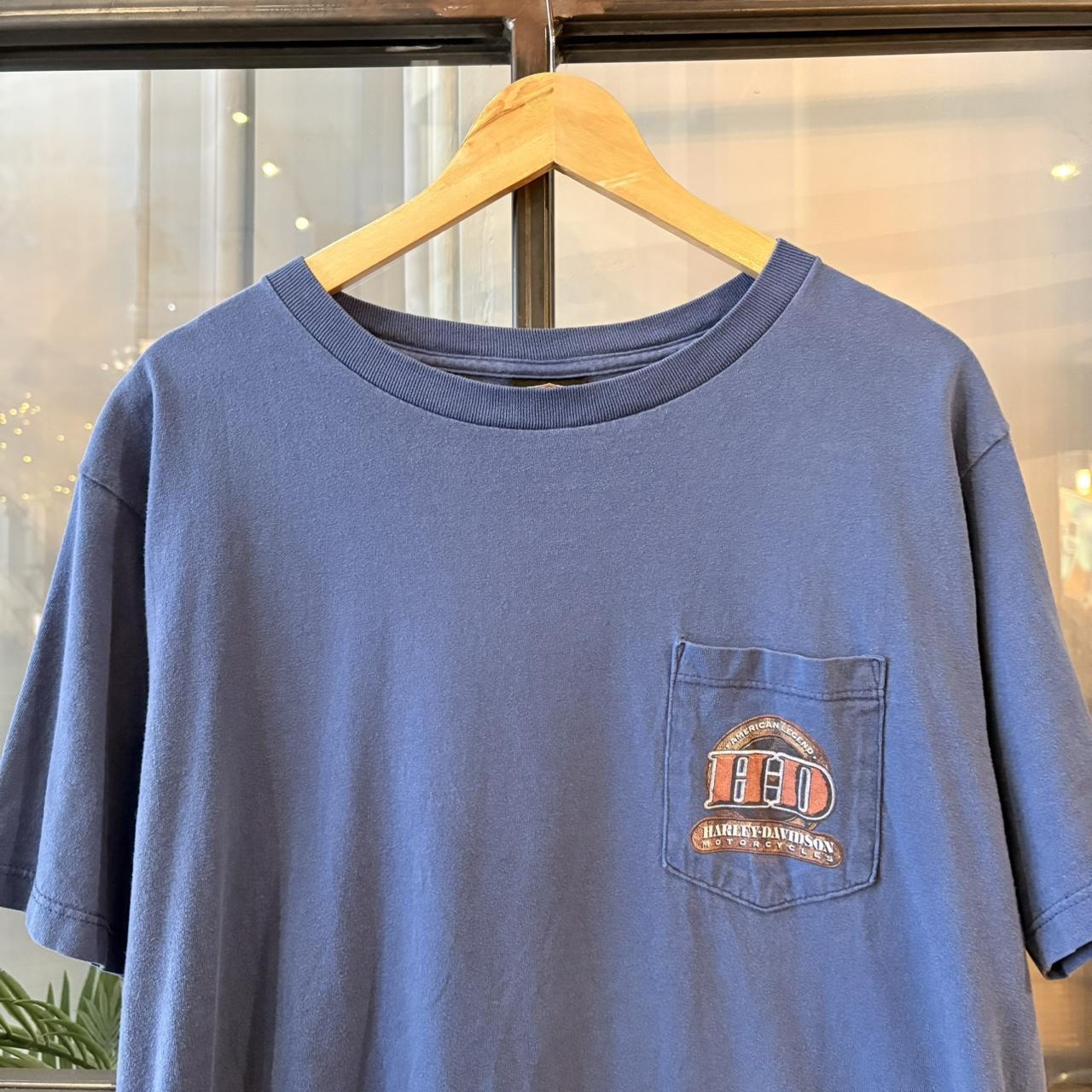 Vintage Harley-Davidson T-Shirt Mens Large Blue Biker Motorcycle Tee Folsom California 90s Y2K