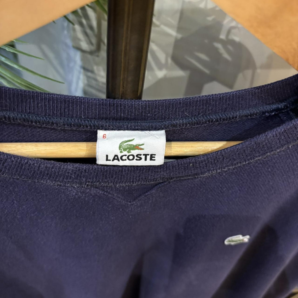 Vintage Retro Essential Navy Lacoste Raglan Jumper Sweatshirt with embroidered crocodile patch logo #90s #sportswear #raglan #y2k #lacoste