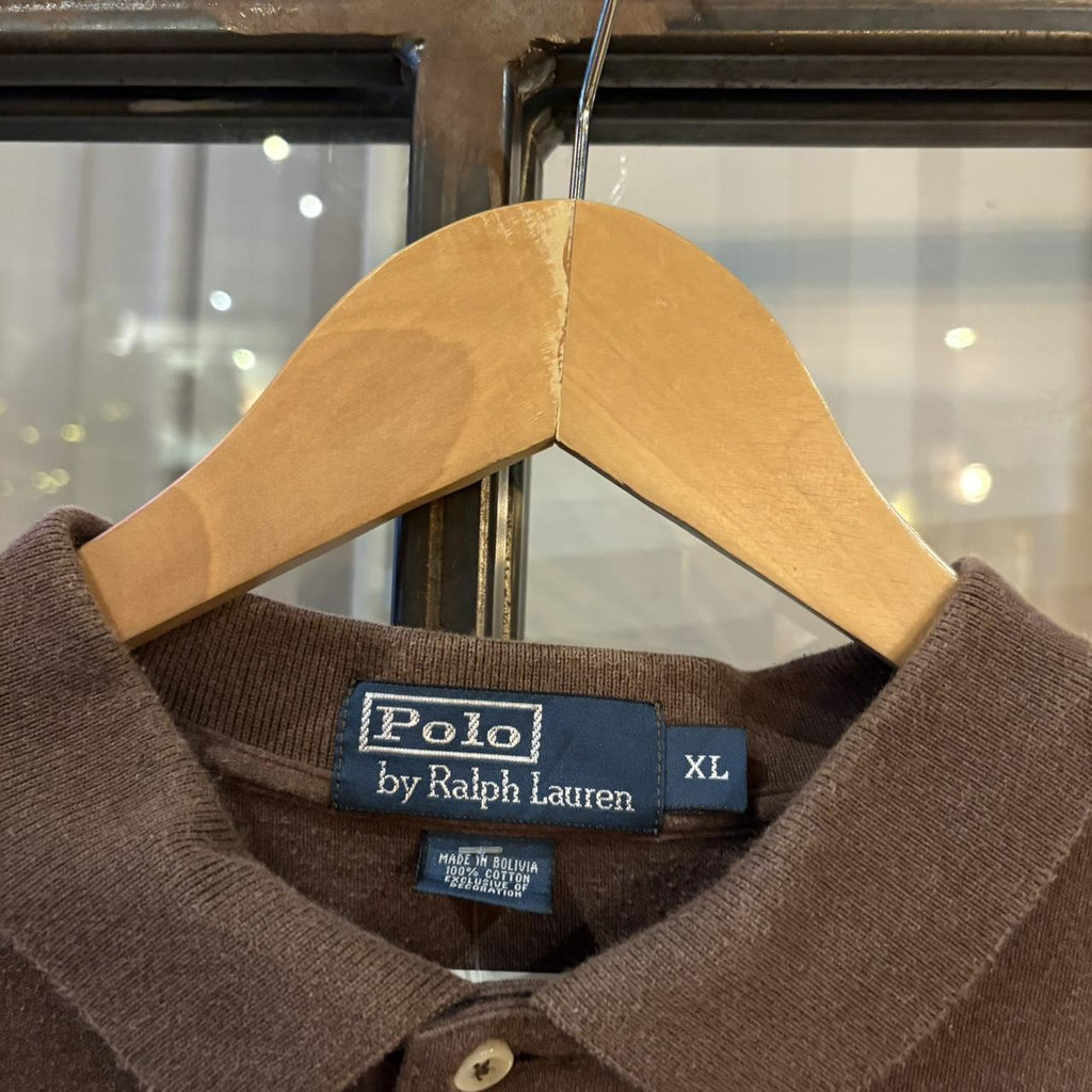Vintage Ralph Lauren Plain Brown Polo Shirt Short Sleeve collared button up top  #Y2K #preppy #chiefkeef #oldmoney #ralphlauren