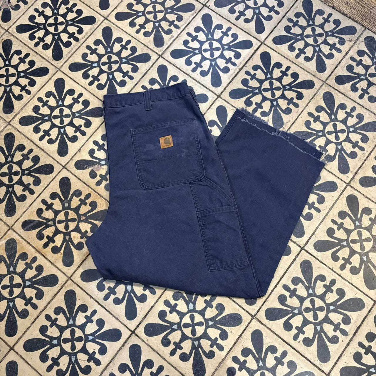 TRW475F-P - Vintage retro essential Navy Carhartt Carpenter Cropped Trousers pants casual workwear #skater #utility #workwear #carpenter #carhartt