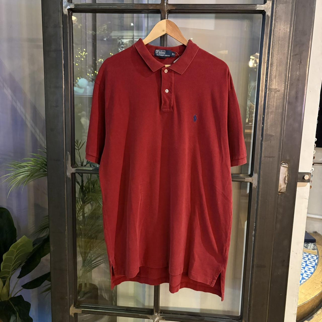 POL324 - Vintage Retro Ralph Lauren Plain Red Polo Shirt Short Sleeve collared button up top #Y2K #preppy #chiefkeef #oldmoney #ralphlauren