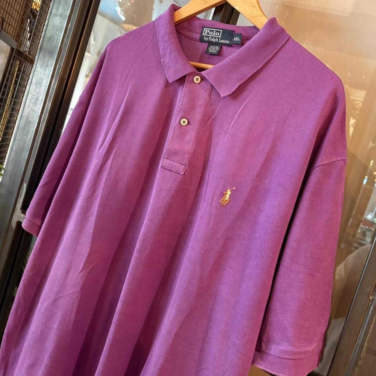 POL398-F - Vintage Retro Ralph Lauren Purple Plain Polo Shirt Short Sleeve collared button up top  #Y2K #preppy #chiefkeef #oldmoney #ralphlauren