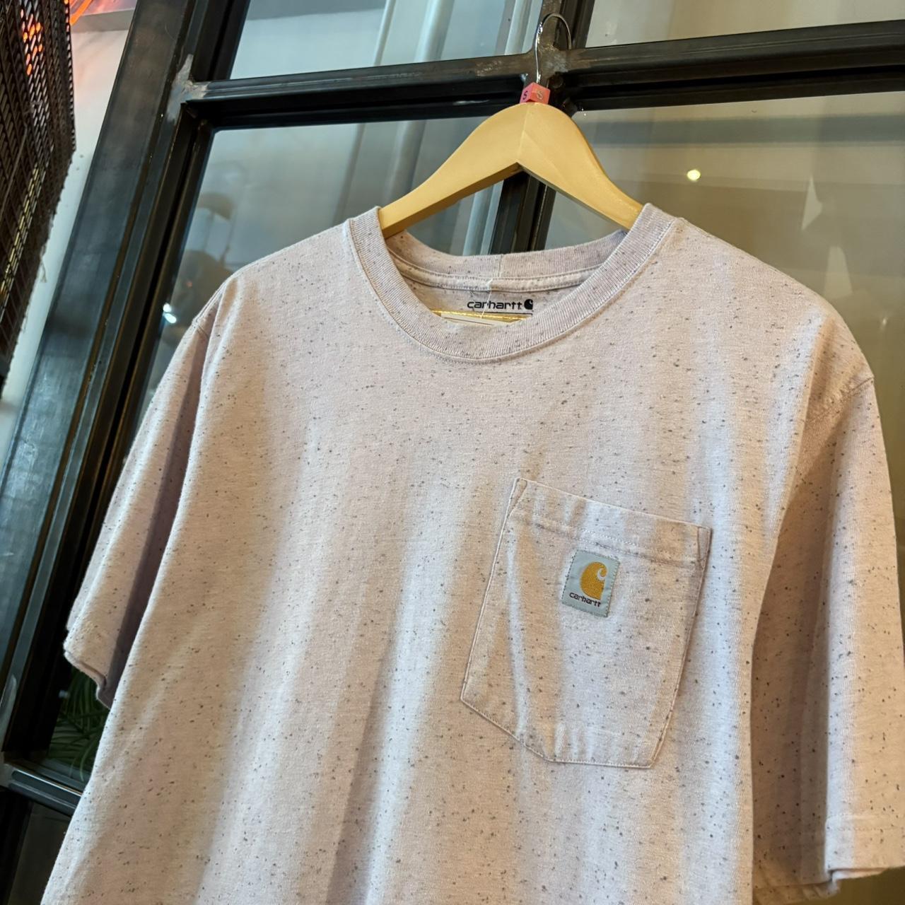 TEE489P - Vintage Retro Essential Pink Carhartt Pcoket Top Tee T-shirt with embroidered patch logo #skater #workwear  #carhartt #y2k #graphic