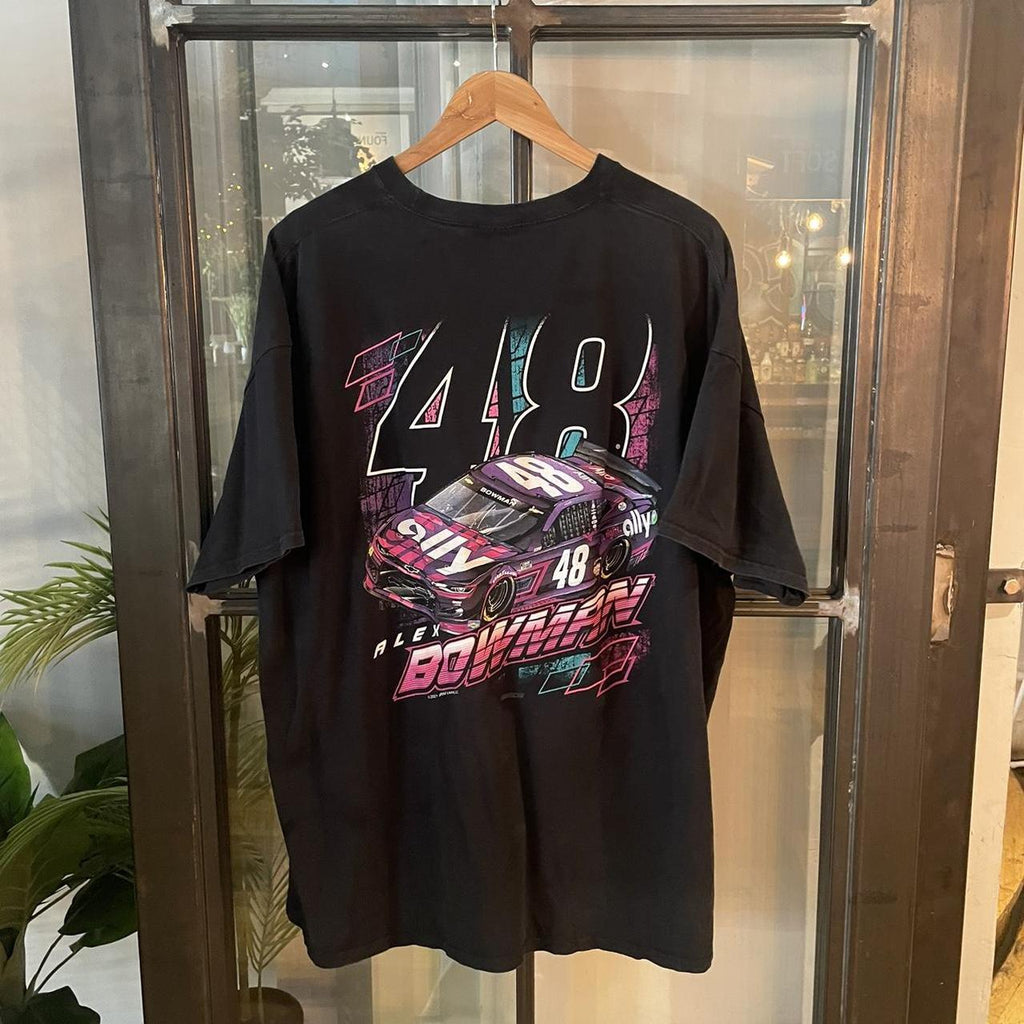 TEE00AF - Vintage Retro Essential Black Nascar Alex Bowman 48 Chevrolet Graphic Print Top Tee T-shirt #90s #graphic #racing #racer #nascar