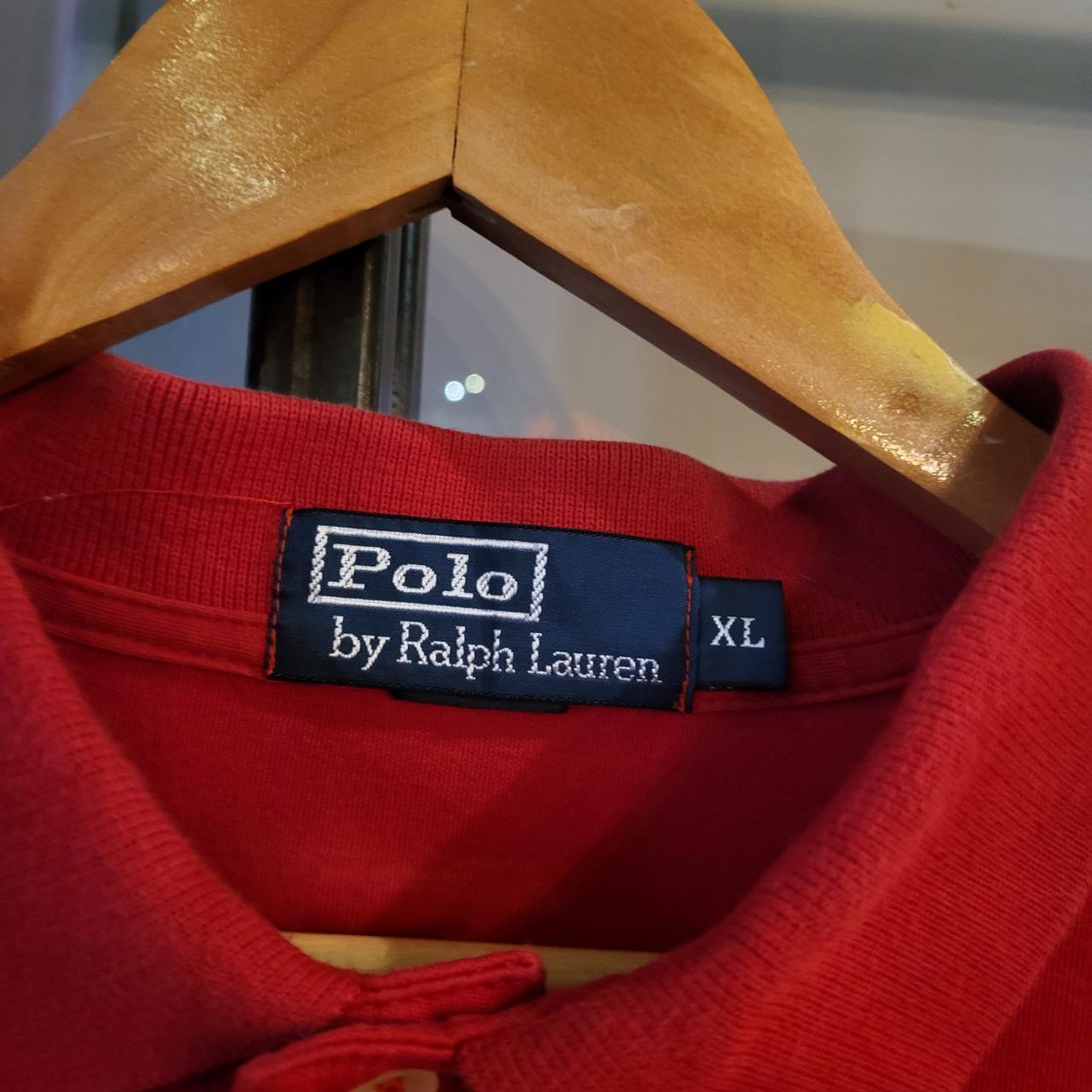 POL111 - Vintage Ralph Lauren Red Polo Shirt Short Sleeve collared button up top 90s Y2K Old Money Preppy Smart Casual style with embroidered logo of the iconic pony horse on chest