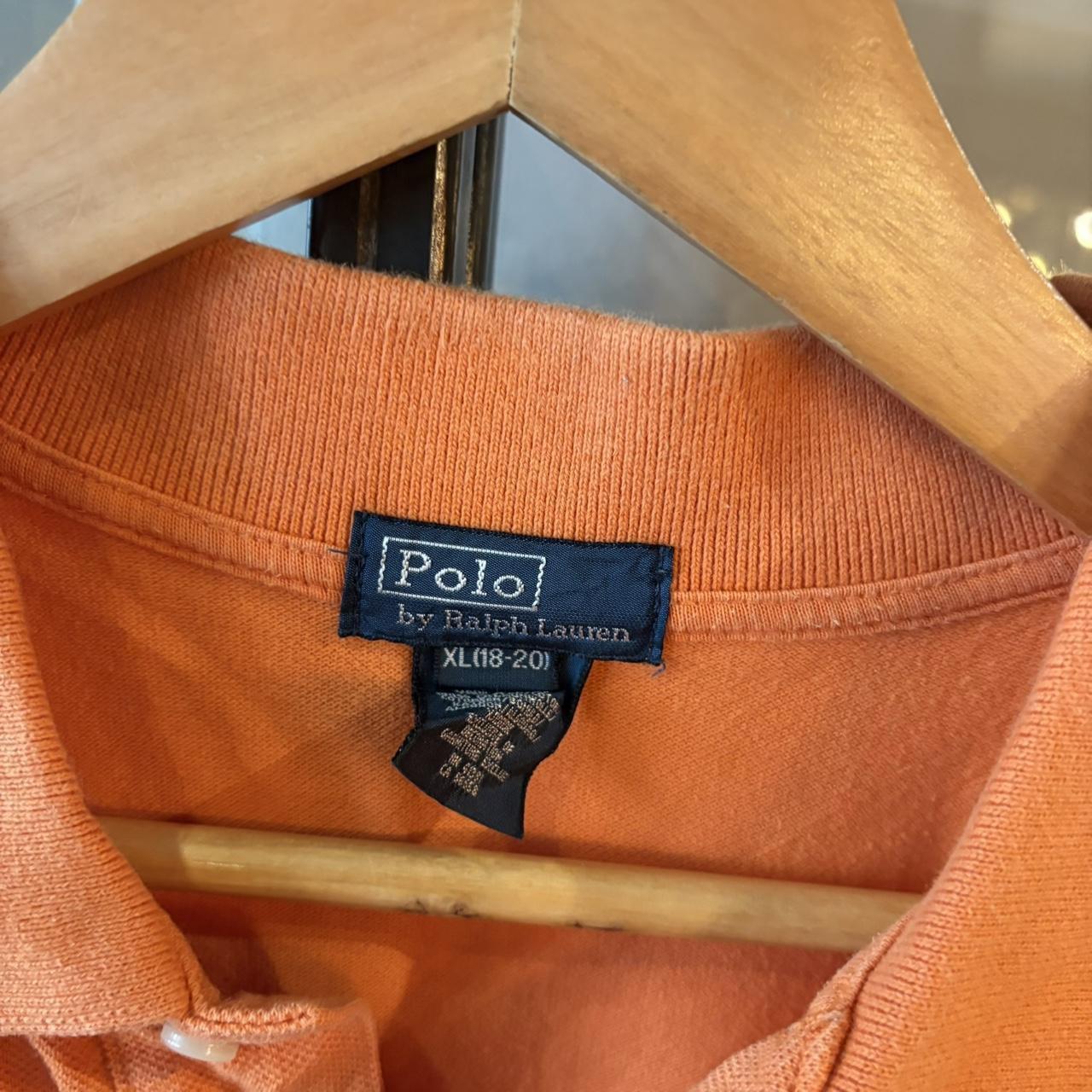 POL394-F - Vintage Retro Ralph Lauren Orange Plain Polo Shirt Short Sleeve collared button up top  #Y2K #preppy #chiefkeef #oldmoney #ralphlauren