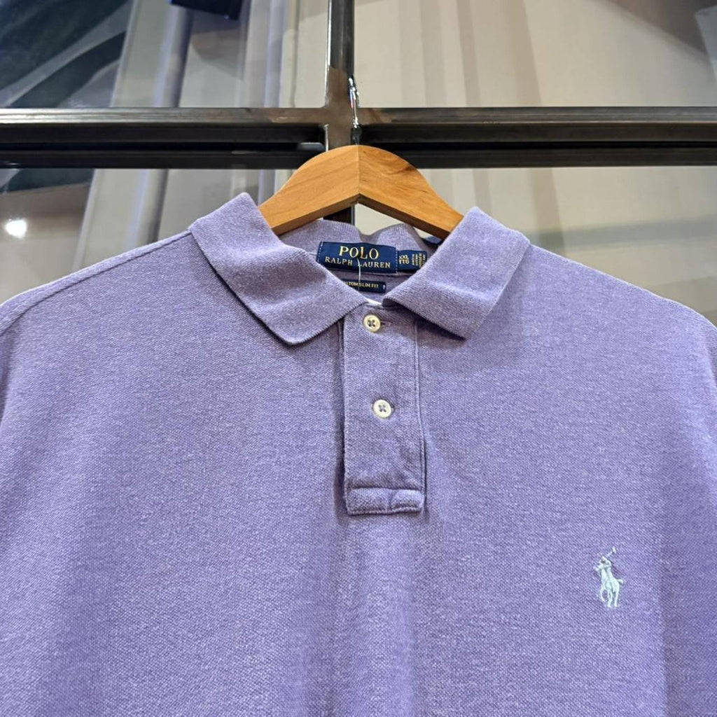 BR1912V-F - Vintage Retro Ralph Lauren Plain Lilac Polo Shirt Short Sleeve collared button up top  #Y2K #preppy #chiefkeef #oldmoney #ralphlauren