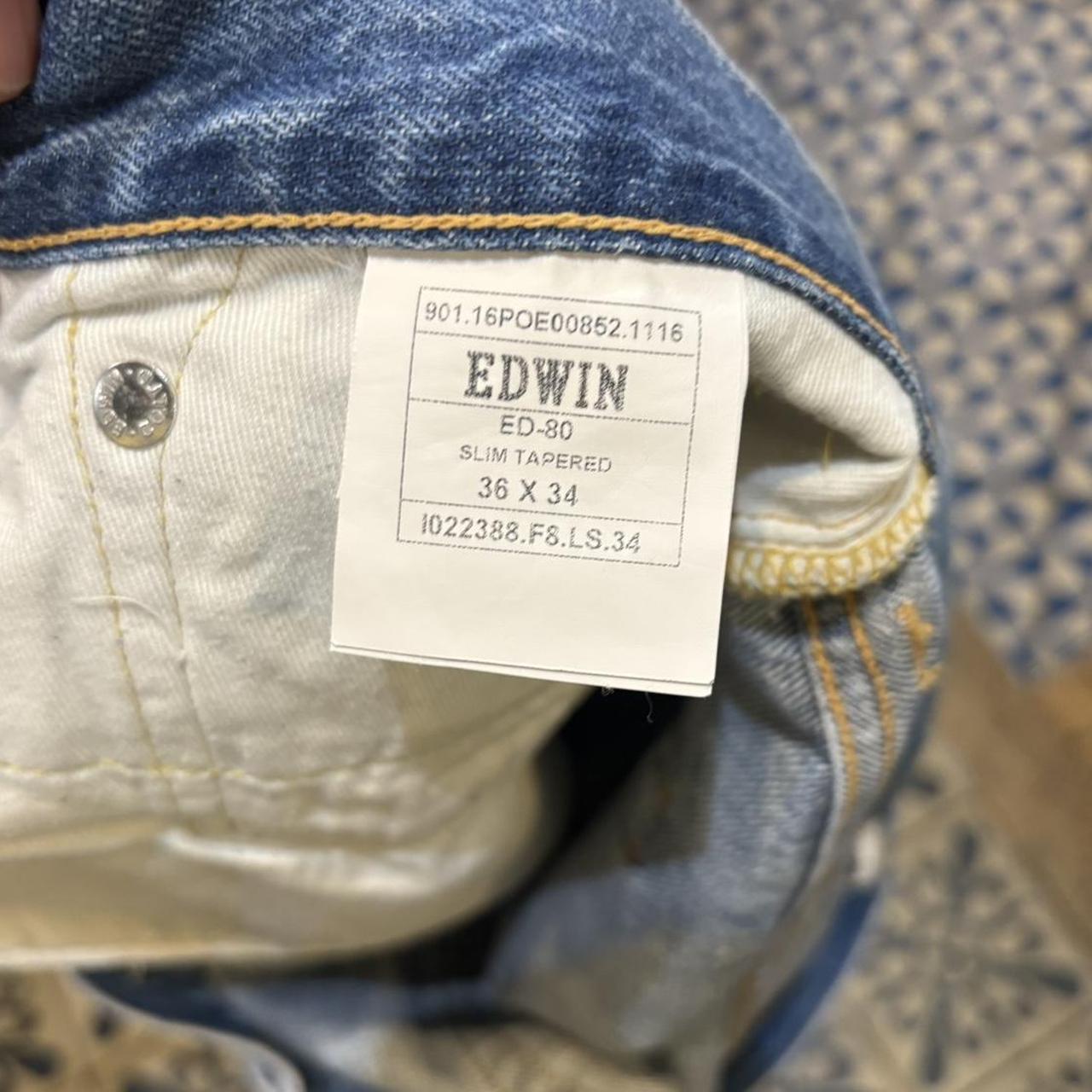TRW534F - Vintage retro essential Edwin ED-80 Slim Tapered Contrast Two Tone Blue Wash Japanese Denim Jeans Trousers pants #denim #edwin #japanesedenim #slim #tapered