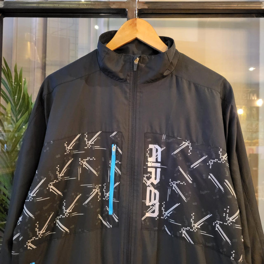 WDB408 - Vintage Retro Nike Air Black Patterned Essential Lightweight Coat Windbreaker Full zip up Jacket #nike #y2k #windbreaker #festival #nikerair