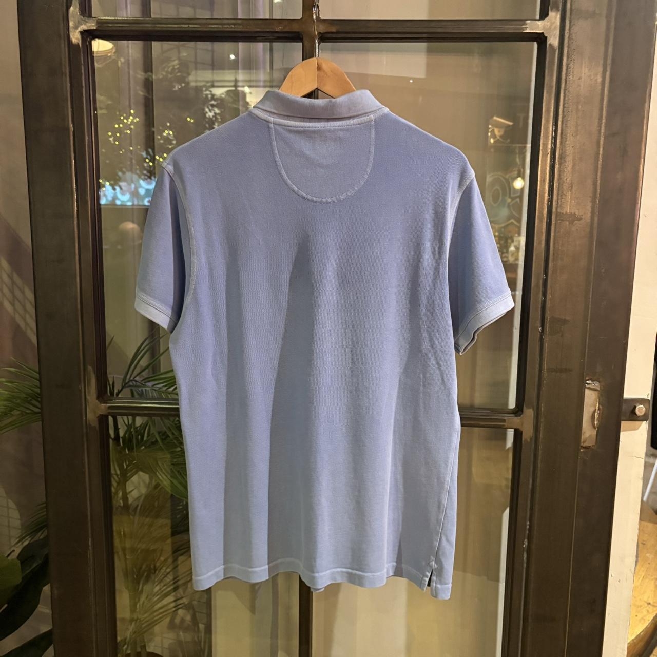 POL351 - Vintage Retro Barbour Plain Light Blue Polo Shirt Short Sleeve collared button up top  #Y2K #preppy #british #oldmoney #barbour