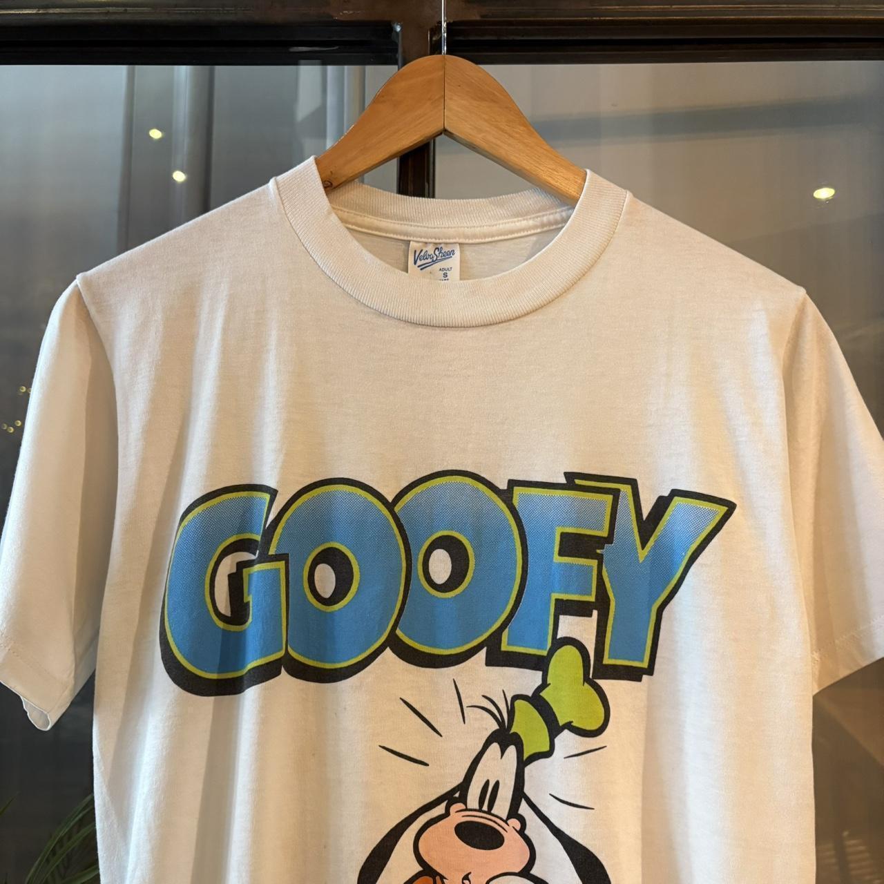 TEE636F1 - American Vintage Retro Essential White Disney Goofy promo cartoon souvenir Graphic Print Top Tee T-shirt single stitch #90s #graphic #disney #goofy #basic