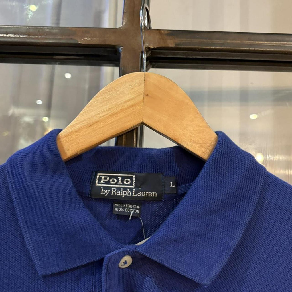 POL596-P - Vintage Retro Ralph Lauren Blue and Red Striped Polo Shirt Short Sleeve collared button up top  #Y2K #preppy #chiefkeef #oldmoney #ralphlauren