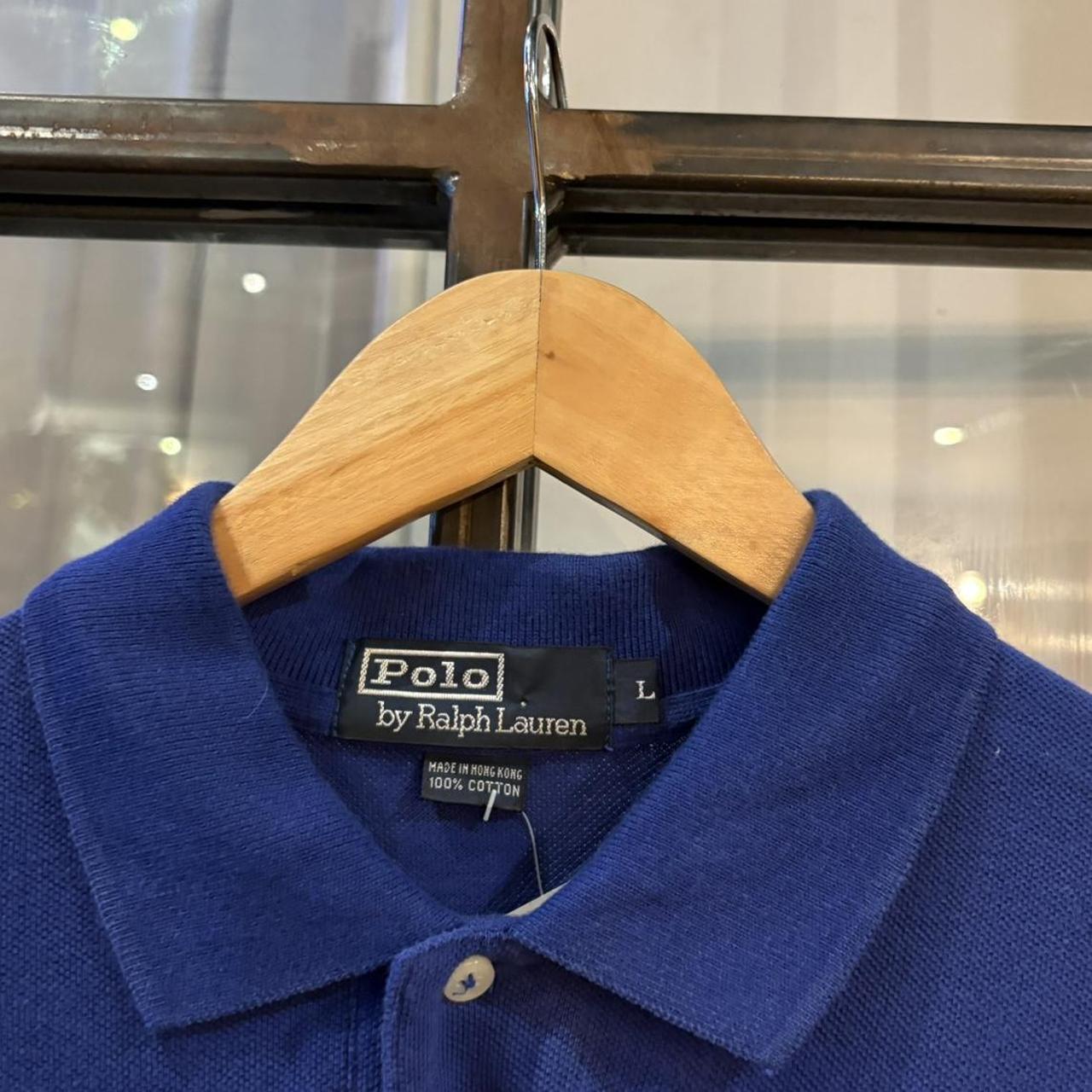 POL596-P - Vintage Retro Ralph Lauren Blue and Red Striped Polo Shirt Short Sleeve collared button up top  #Y2K #preppy #chiefkeef #oldmoney #ralphlauren