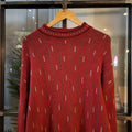KNT1036 - Vintage Retro Essential mens multicoloured red patterned argyle golf grandpa knitted cosby sweatshirt jumper crewneck 90s y2k