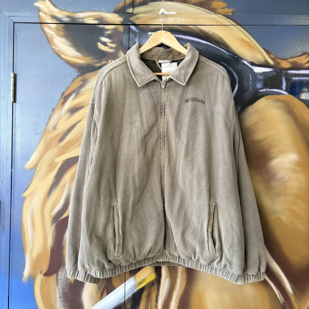 Vintage BDG Urban Outfitters Corduroy Jacket Mens Large Beige Harrington Zip Coat Jumbo Cord 90s Y2K