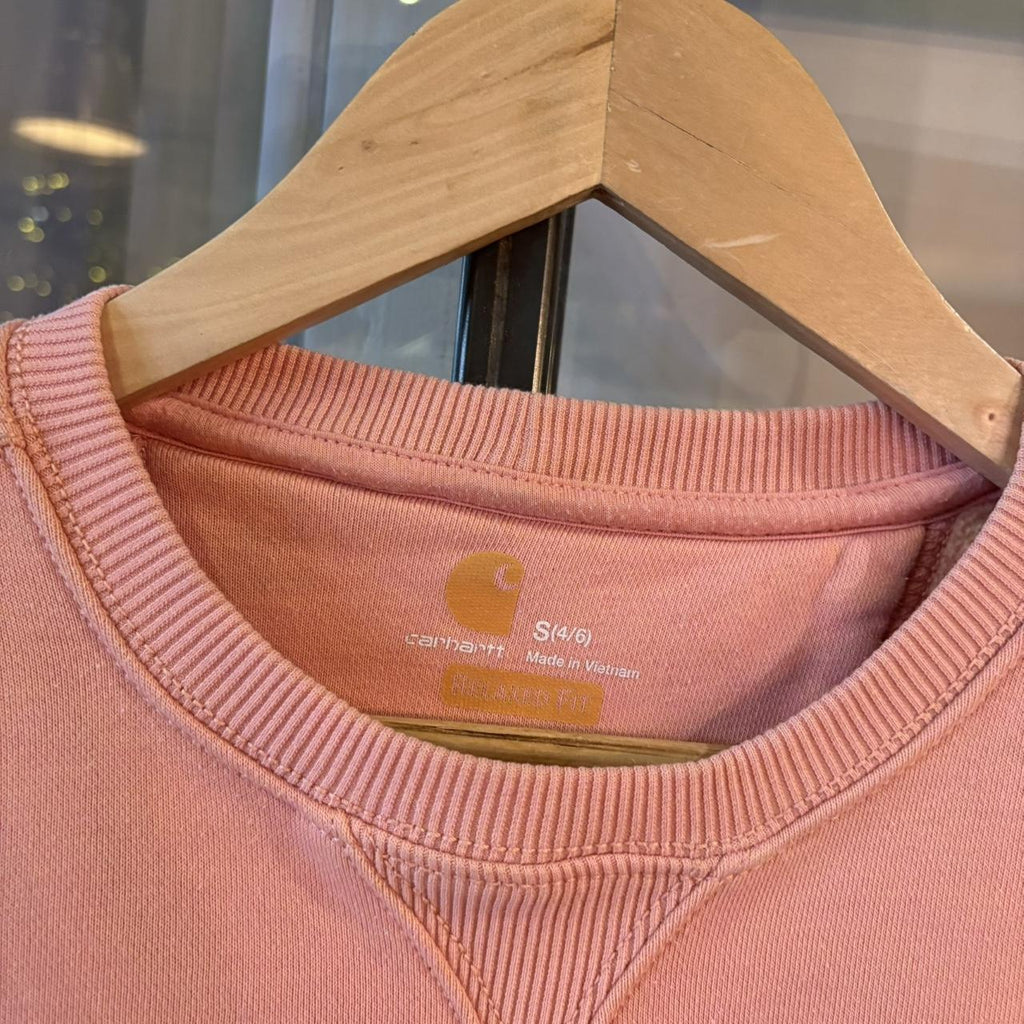 SWT611BR - Vintage Retro Essential Peach Carhartt Crewneck Jumper Sweatshirt with embroidered patch pocket logo #workwear #skater #essential #y2k #carhartt