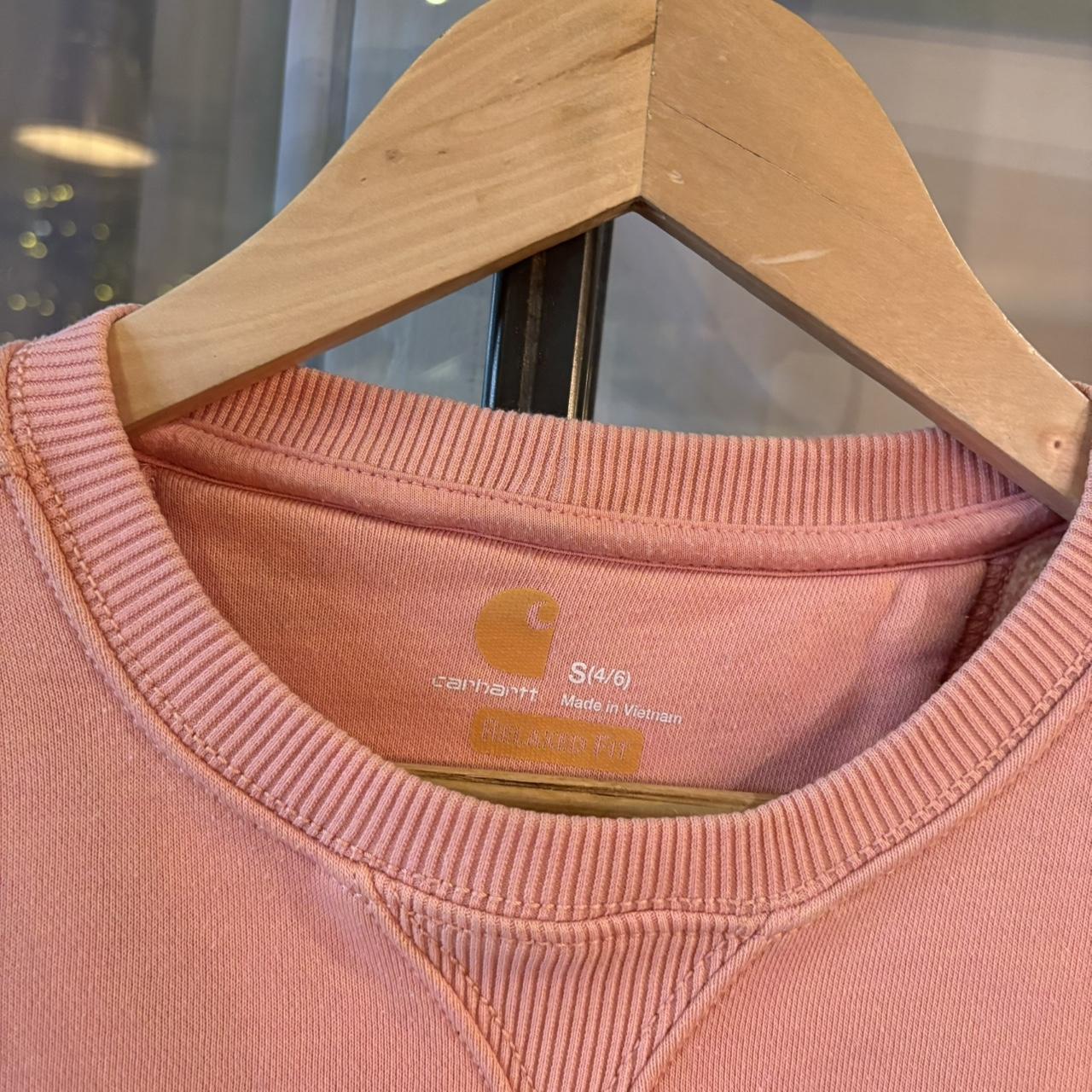 SWT611BR - Vintage Retro Essential Peach Carhartt Crewneck Jumper Sweatshirt with embroidered patch pocket logo #workwear #skater #essential #y2k #carhartt