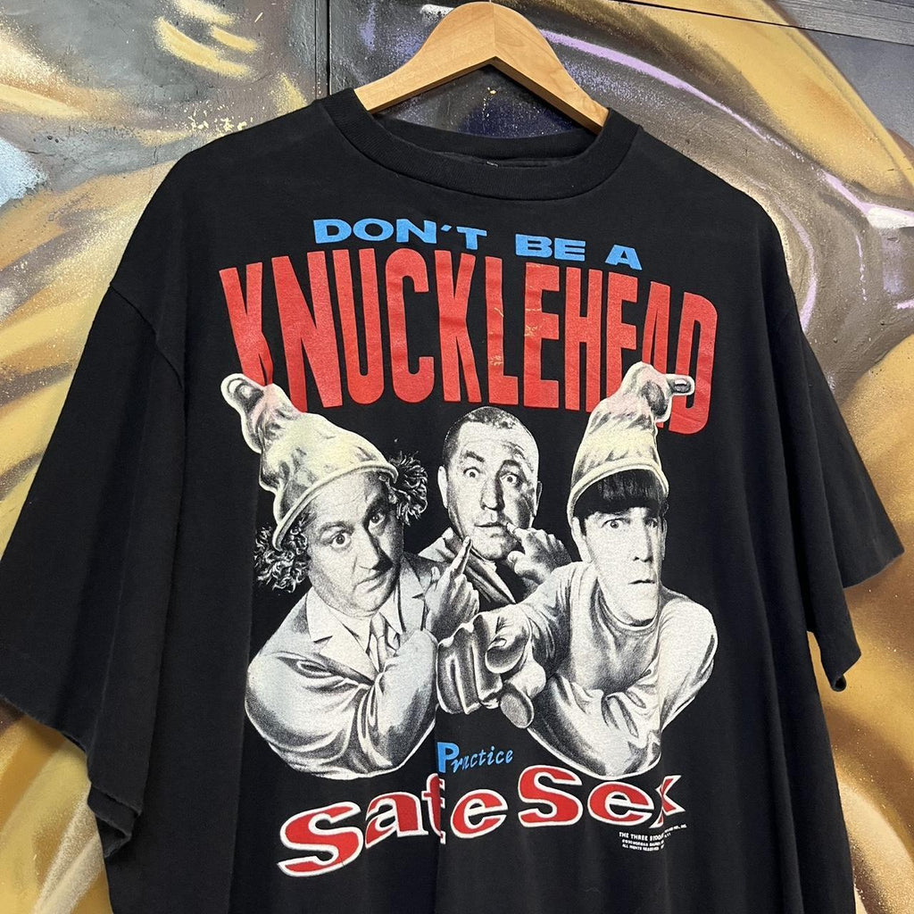 1990 The Three Stooges Safe Sex Graphic Single Stitch Tee