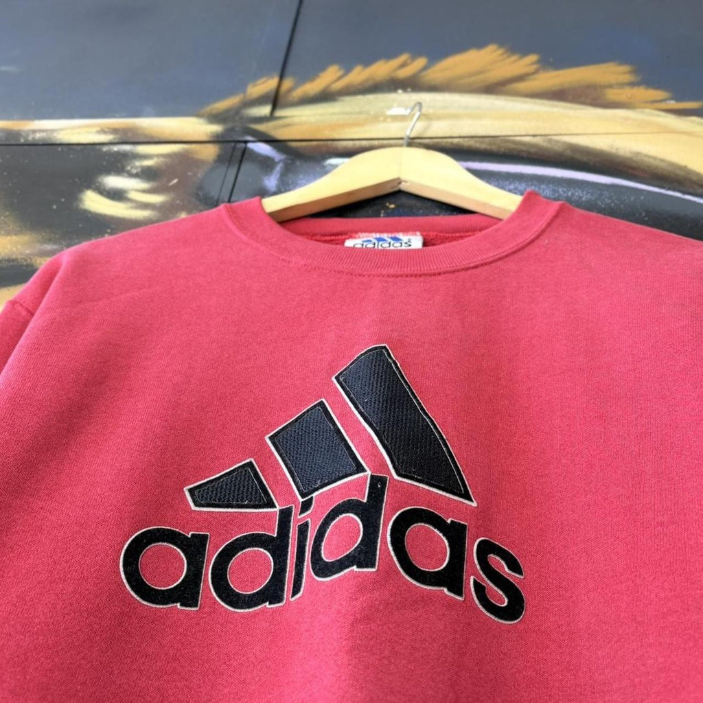 Vintage Adidas Red Sweatshirt Big Logo Spell Out Crewneck
