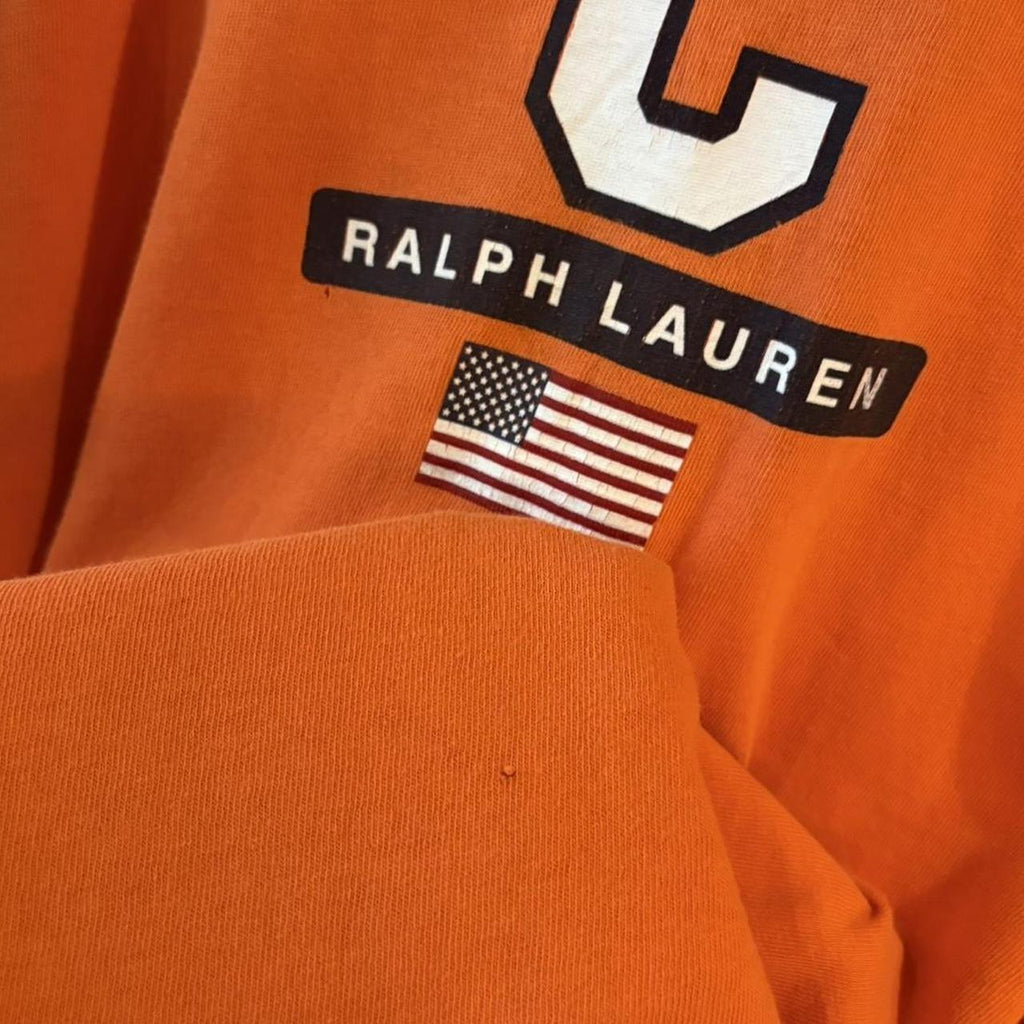 BR2804EL-P - Vintage Retro Essential Orange Chaps Ralph Lauren Graphic Print Top Tee T-shirt #90s #graphic #ringer #chaps #ralphlauren
