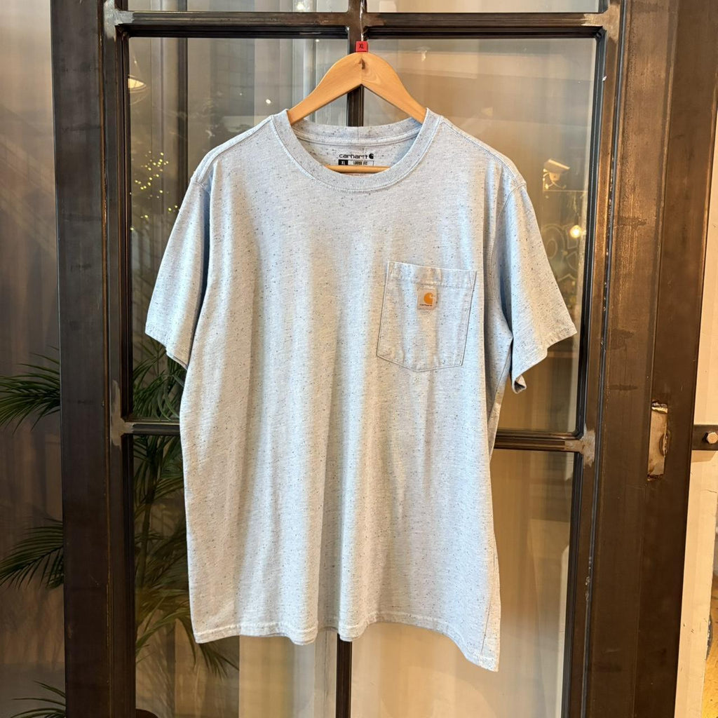 TEE486P- Vintage Retro Essential Light Blue Carhartt Pocket Top Tee T-shirt with embroidered patch logo #skater #workwear #carhartt #y2k #pockettop