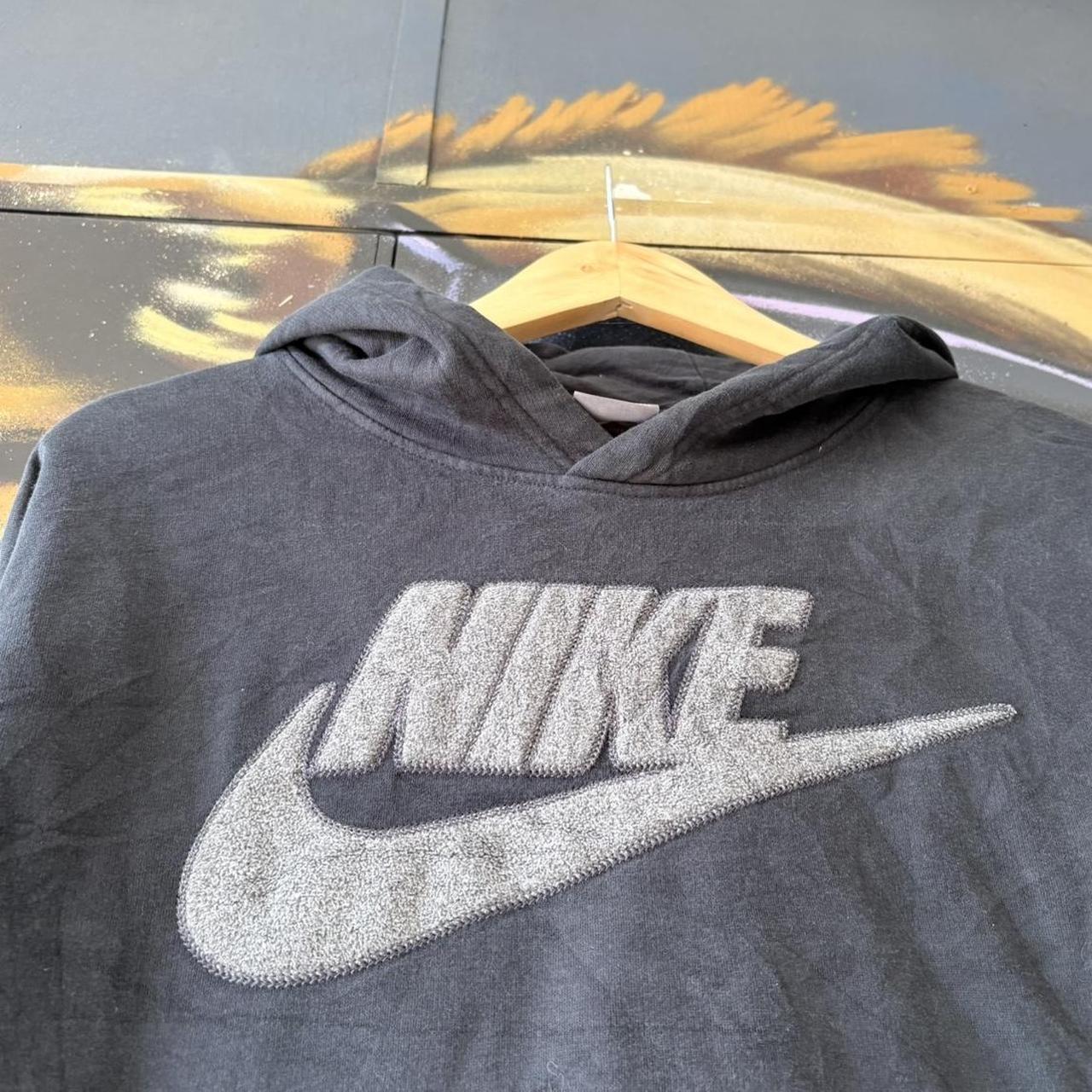 Vintage Nike Hoodie Top Womens Small Big Swoosh Logo Black Streetwear Essential 90s Y2K