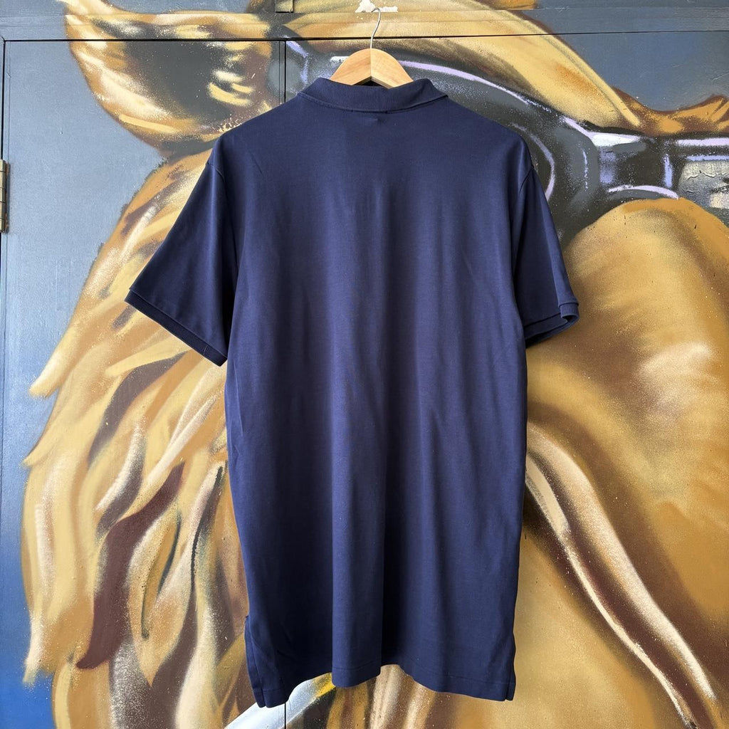 Vintage Ralph Lauren Polo Shirt Mens XL Navy Plain Preppy Pony Logo Collared Button Up Top Y2K 90s