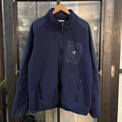 0225D79F - Vintage retro essential Navy Champion full zip up outdoor sweatshirt fleece jacket #pullover #outdoor #expedition #champion #gorpcore