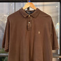 BR1912SB-F - Vintage Retro Ralph Lauren Plain Brown Polo Shirt Short Sleeve collared button up top  #Y2K #preppy #chiefkeef #oldmoney #ralphlauren