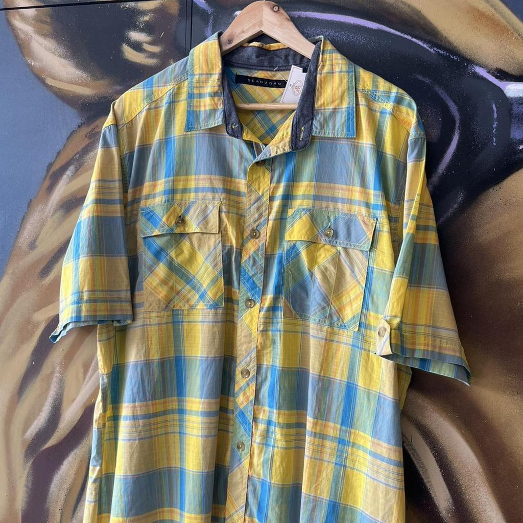 Y2K Plaid Short Sleeve Button Up Shirt