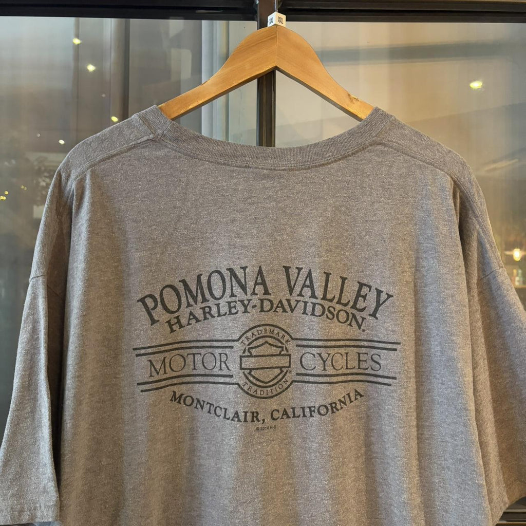 BR2306IV-P -  Vintage Retro Essential Harley Davidson Pomona Valley, Montclair, California Grey Graphic Print Top Tee T-shirt #graphic #motorcycles #biker #harley #harleydavidson