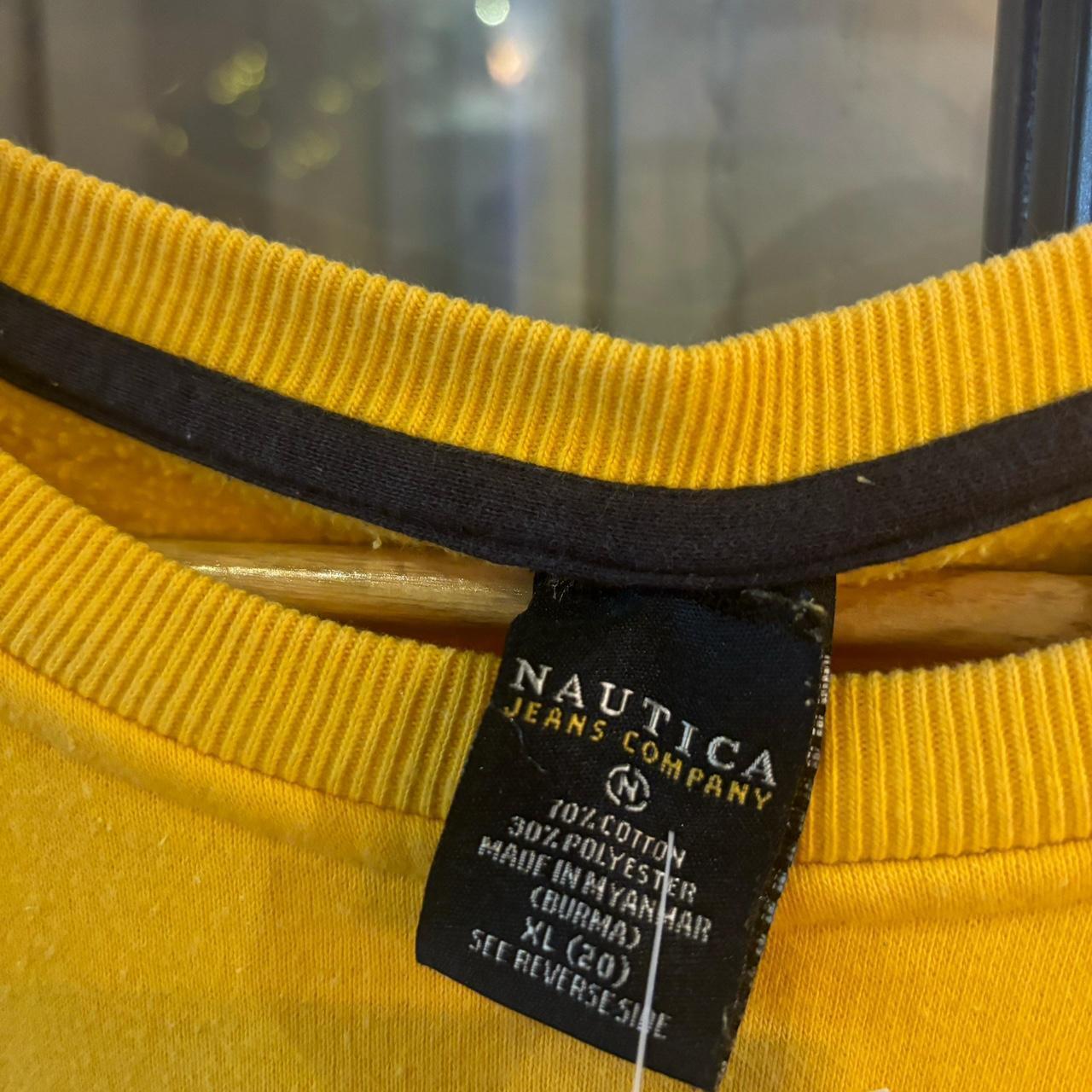 0225H82P - Vintage Retro Essential Yellow Nautica Crewneck Jumper Sweatshirt with embroidered logo #90s #sportswear #essential #y2k #nautica