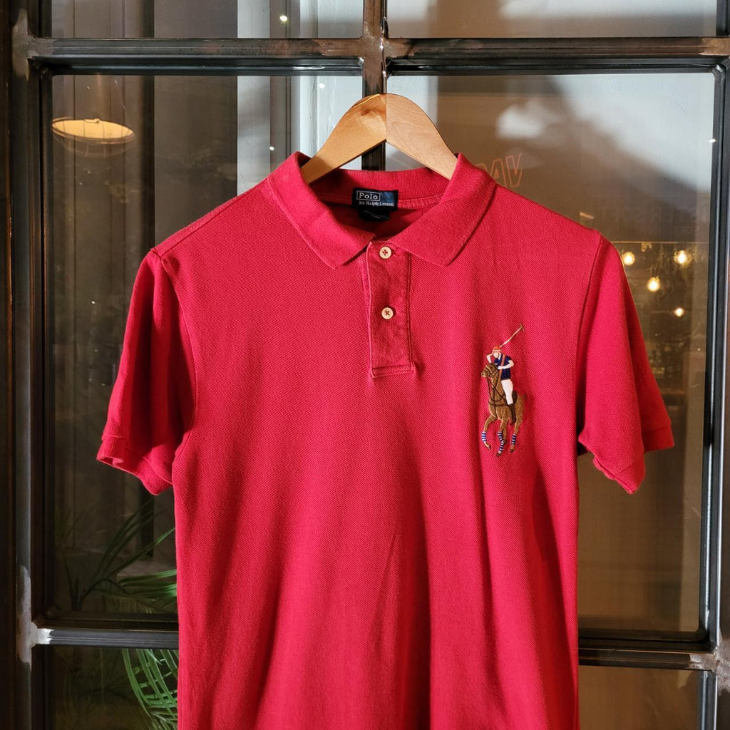 POL166 - Vintage Ralph Lauren Red Polo Shirt Short Sleeve collared button up top with Big Chest Logo #Y2K #preppy #chiefkeef #golf #oldmoney