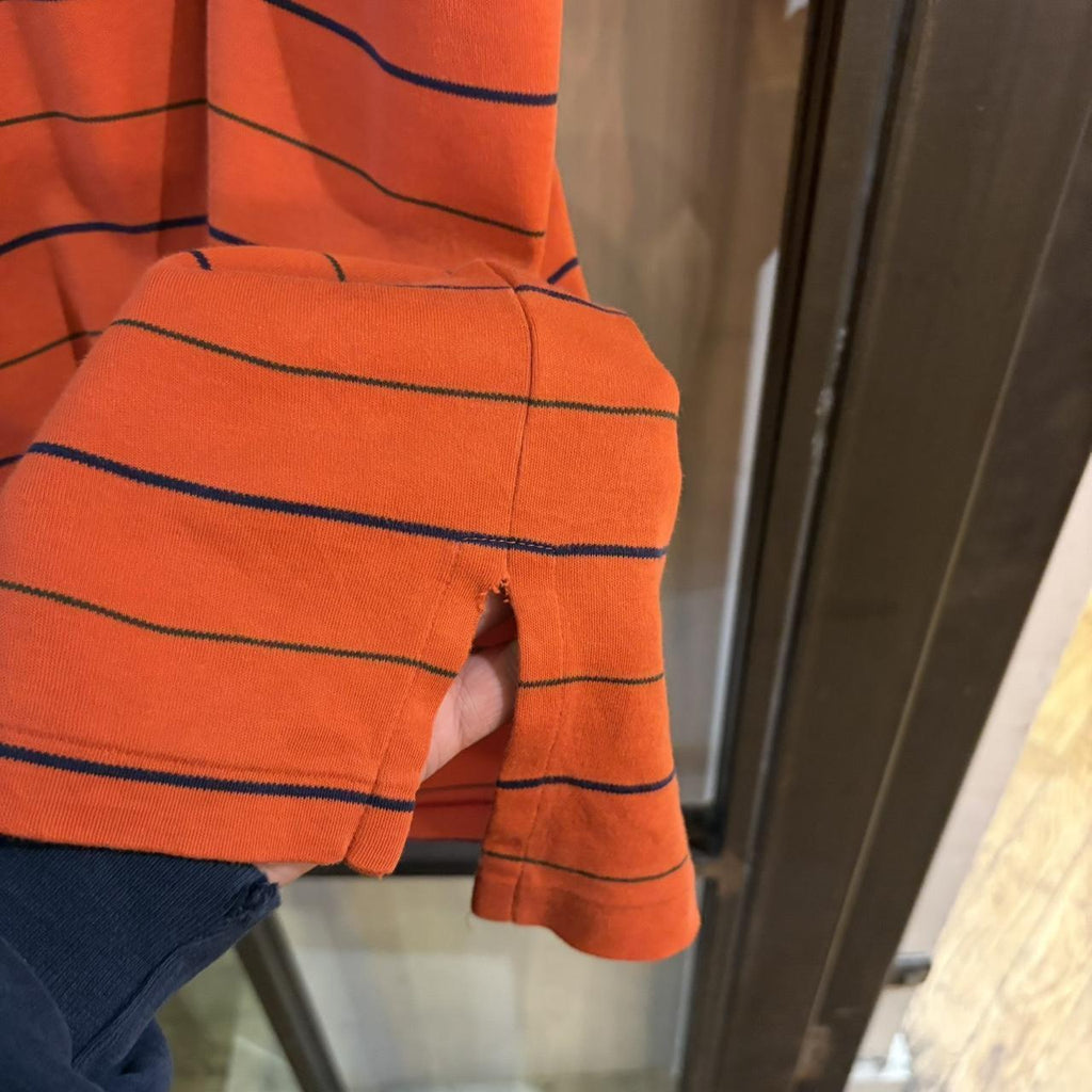 POL303-F - Vintage Ralph Lauren Striped Orange Navy Polo Shirt Short Sleeve collared button up top #Y2K #preppy #chiefkeef #golf #oldmoney