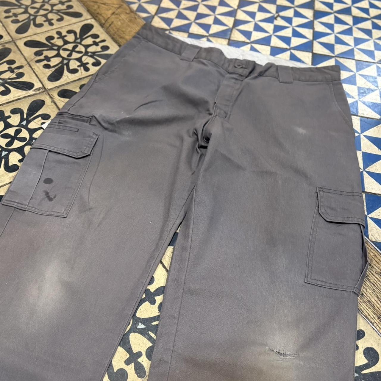 BR1209JI-F - Vintage retro essential Grey Dickies Straight Leg Cargo Trousers pants casual workwear #skater #utility #workwear #carpenter #dickies