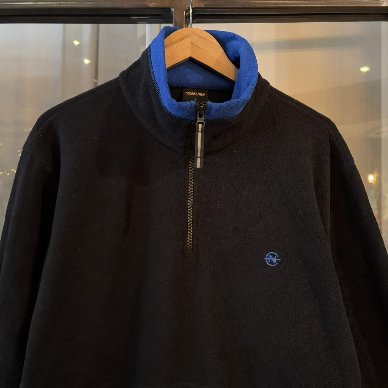 SWT724F - Vintage Retro Essential Black Nautica 1/4 Zip Jumper Sweatshirt with  embroidered logo #90s #sportswear #essential #y2k #nautica
